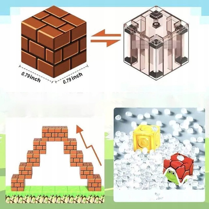 KLOCKI MAGNETYCZNE SZEŚCIANY DLA DZIECI 1 LUDZIK 100 KLOCKÓW POMYSŁ ZESTAW