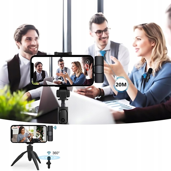 ZESTAW 2x MIKROFON KRAWATOWY BEZPRZEWODOWY USB C NA KLIPS USBC 2 MIKROFONY