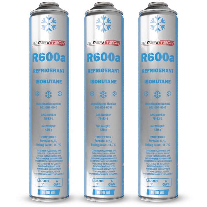 Czynnik chłodniczy klimatyzacji lodówki R600a 1000ml 420g + x 3