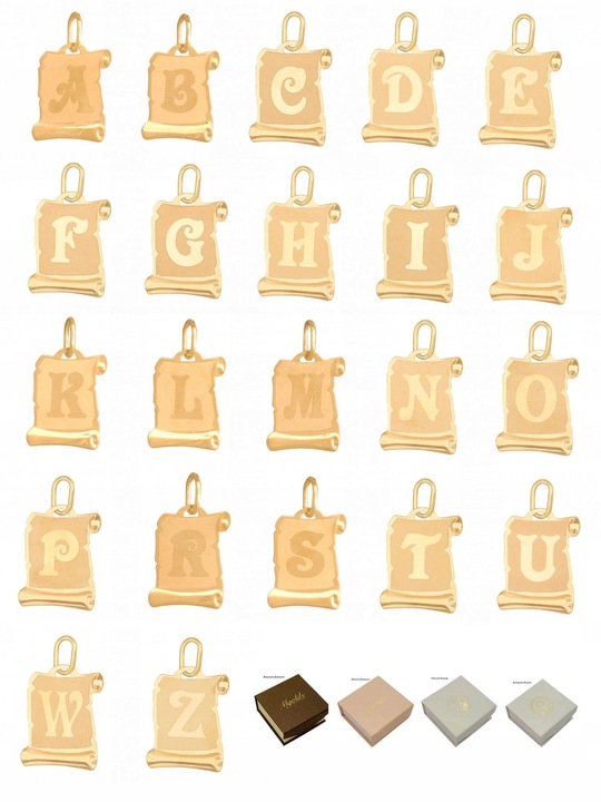 ZAWIESZKA ZŁOTA 585 LITERKA A B C D E F G H I J K L M N O P R S T U W Z