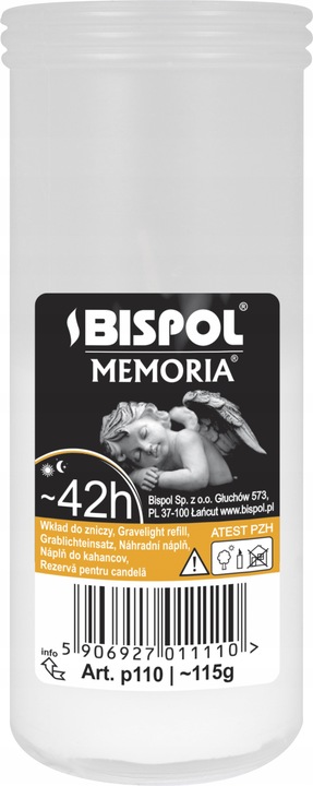 Wkłady do zniczy parafinowe BISPOL P110 42h 30szt