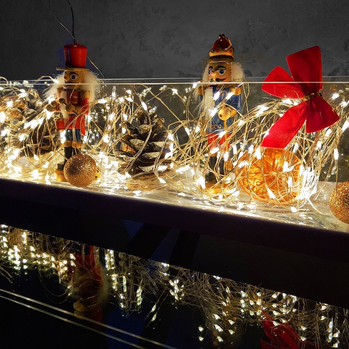 LAMPKI DRUCIKI 300LED MIKRO CIEPŁY BIAŁY PILOT TRYBY FUNKCJE IP44 CHOINKOWE