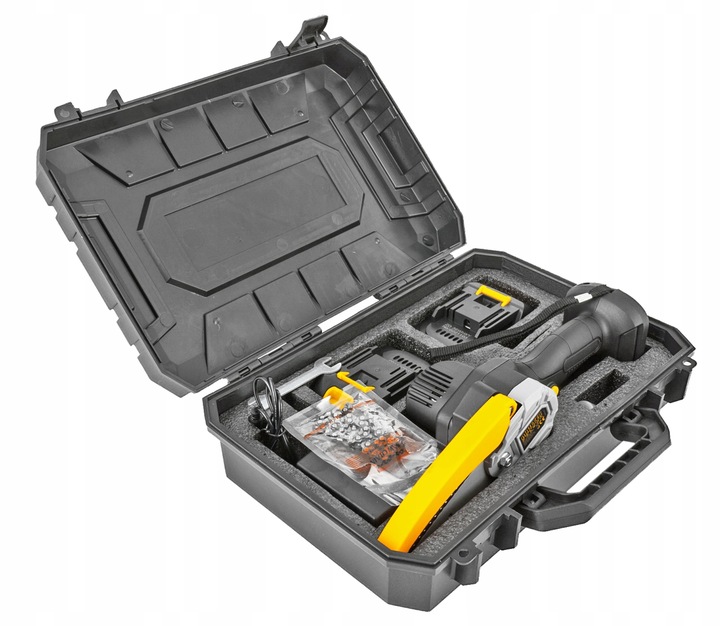 AKUMULATOROWA PILARKA PIŁA ŁAŃCUCHOWA 6 CALI 2x AKU 4 ŁAŃCUCHY 4 PROWADNICE