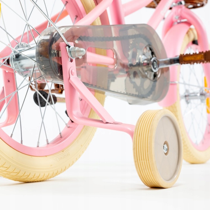 Bezpieczny Różowy rowerek dziecięcy 16" dla dziewczynki 4 5 lat na prezent