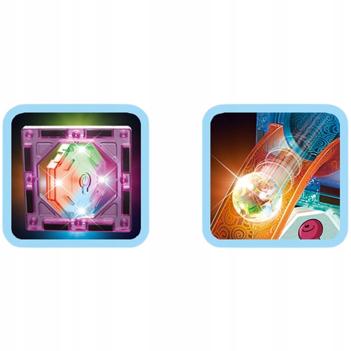 KLOCKI MAGNETYCZNE ŚWIECĄCE STEM 75 ELEMENTÓW TOR KULKOWY LED3+ MAGNA TILES