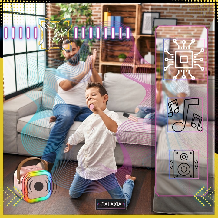 ZESTAW DO KARAOKE DLA DZIECI 2 MIKROFONY GŁOŚNIK BEZPRZEWODOWY 2X MIKROFON