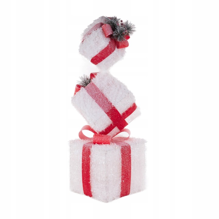 DEKORACJA ŚWIĄTECZNA ŚWIETLNA STOSIK PREZENTÓW 25X75 40 LED NA BATERIE