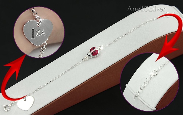 Srebrna Bransoletka Dziewczynka Dziecięca Grawer