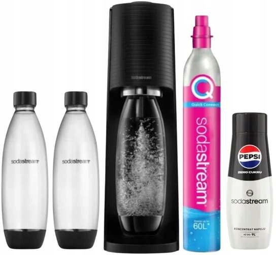 Saturator SodaStream TERRA BLACK + 2 BUTELKI + PEPSI MAX