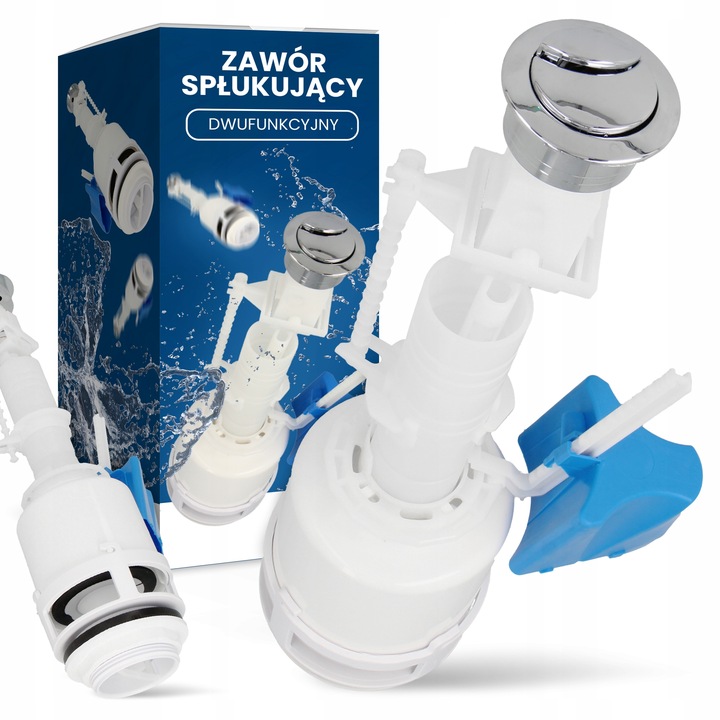 ZAWÓR SPUSTOWY SPŁUCZKI Uniwersalny DWUFUNKCYJNY Przycisk Spłukujący WC T1