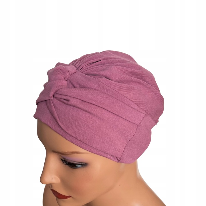 Przeplatany turban Sara wrzos 014 czapka wiosenna także po chemioterapii