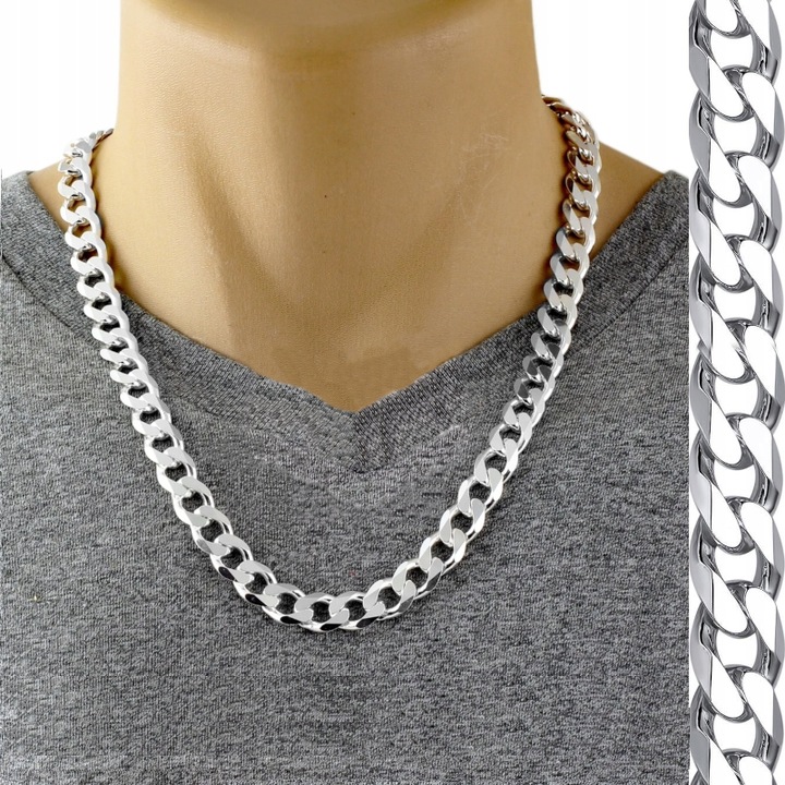 SZEROKI Łańcuszek Srebrny Męski 10mm SREBRO pr.925 ŁAŃCUCH DIAMENTOWANY