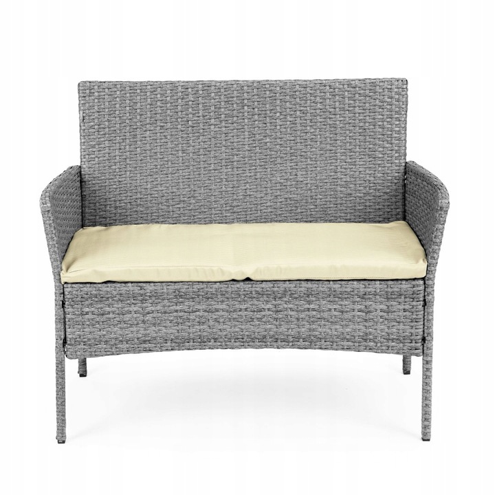 Komplet mebli ogrodowych z technorattanu ławka stolik krzesła szary MG