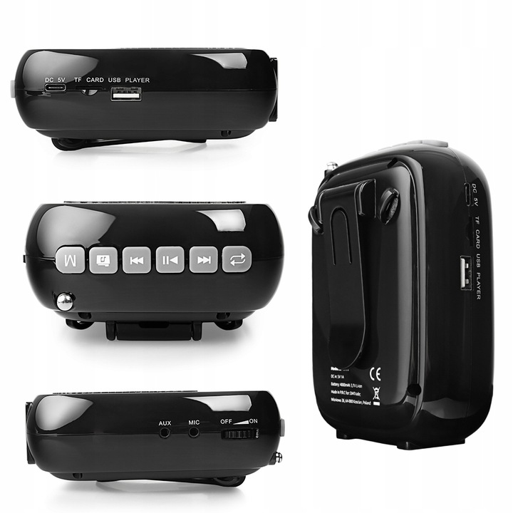 Przewodowy Wzmacniacz Głosu Megafon Mikrofon z Radiem USB micro SD SP-VA11