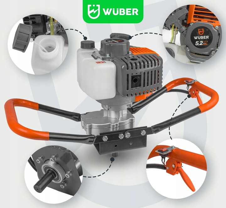 WIERTNICA SPALINOWA ŚWIDER DO GLEBY ZIEMI 5,2KM+PRZEDŁUŻKA WIERTŁA 10/20/30