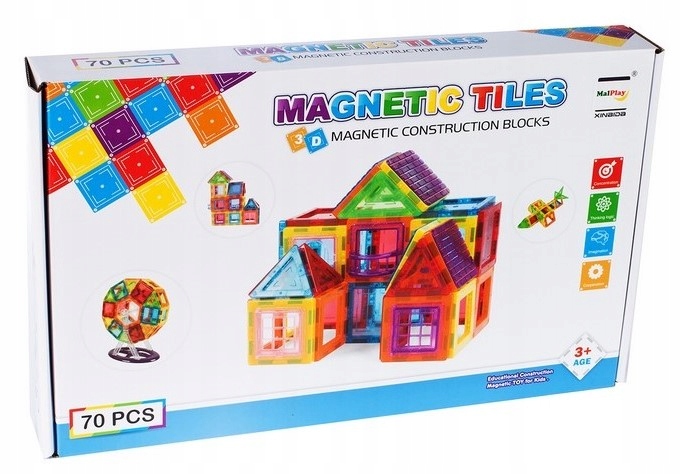 Klocki Magnetyczne 3D Układanka Edukacyjna 70 elementów