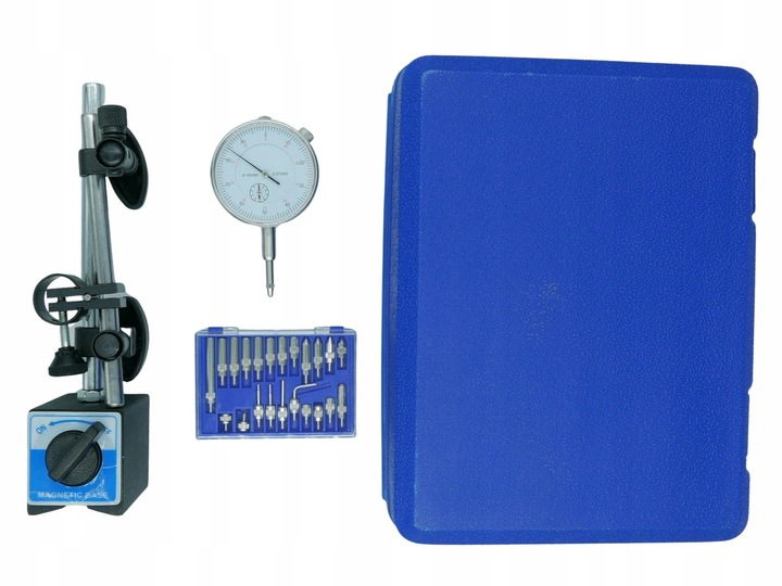 CZUJNIK ZEGAROWY + STATYW DO SPRAWDZANIA BICIA TARCZ Z KOŃCÓWKAMI W WALIZCE