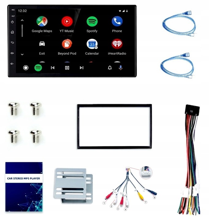 RADIO 2 DIN RDS BLUETOOTH ANDROID AUTO CARPLAY USB 7 CALI 4X50W