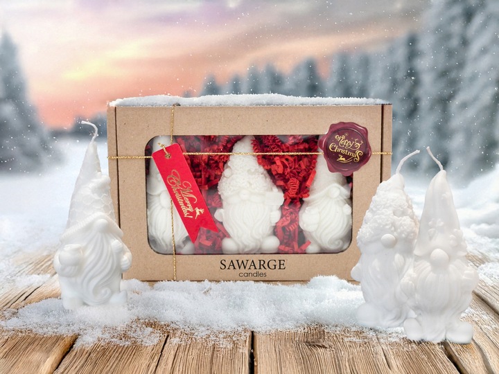 Świece sojowe zestaw na prezent 3 skrzaty świąteczne