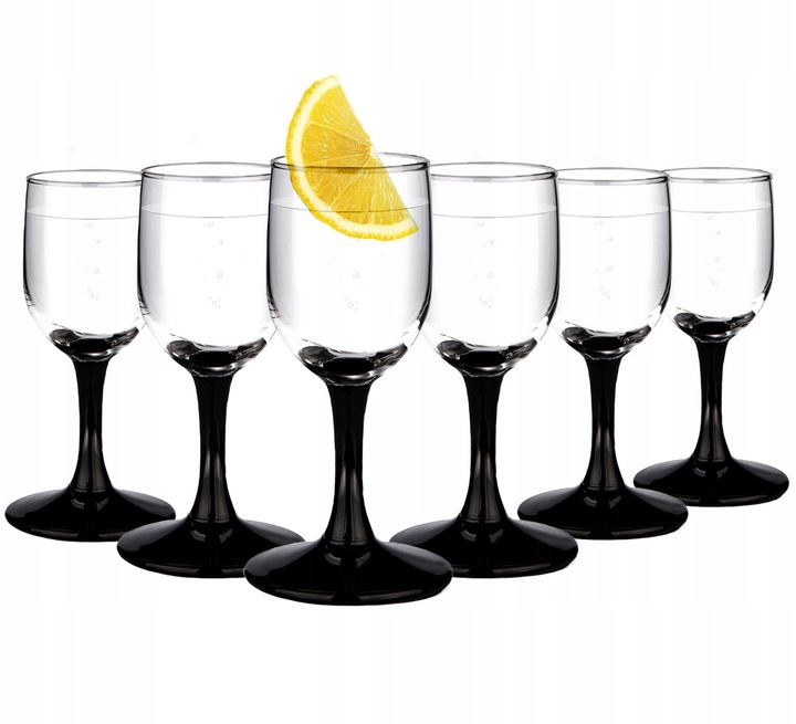 Kieliszki komplet do wódki Altom Design Onyx czarne nóżki 35 ml 6 sztuk