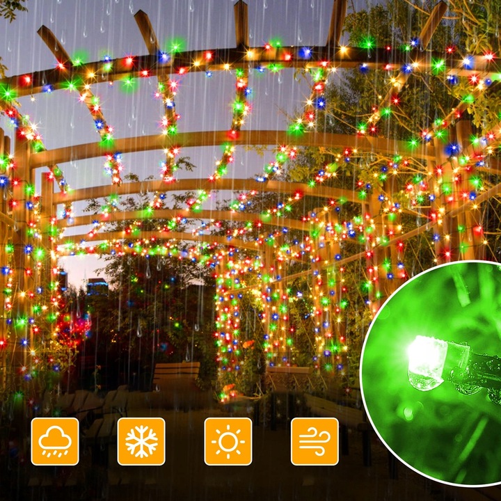 LAMPKI CHOINKOWE ŚWIĄTECZNE ZEWNĘTRZNE WEWNĘTRZNE IP44 MULTIKOLOR 500 LED