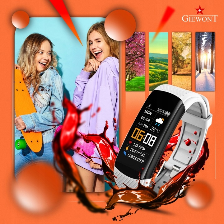 SPORTOWY SMARTBAND GIEWONT GW200 Fit&GO Duo KROKI SMS SPORT ALERT PULS