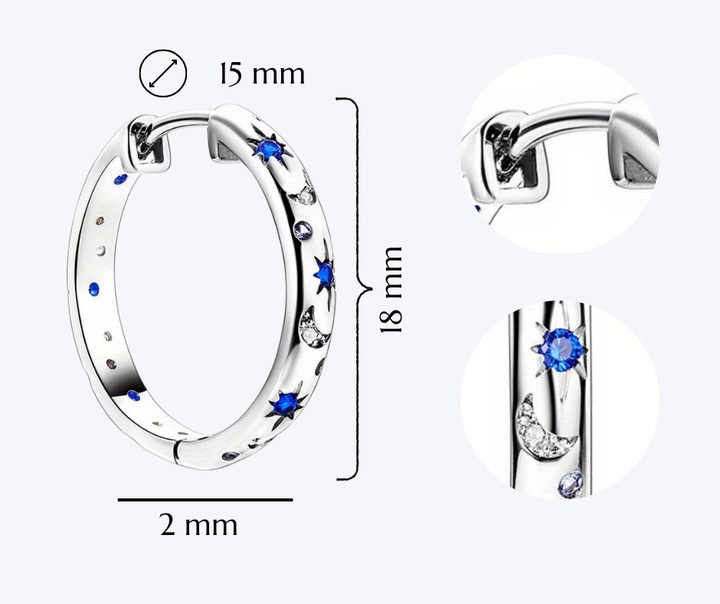 KOLCZYKI SREBRNE KÓŁKA DLA DZIEWCZYNKI NASTOLATKI GWIAZDA KSIĘŻYC PREZENT