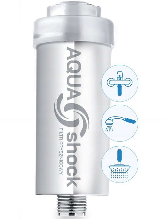 FILTR DO WODY PRYSZNICOWY + ZAPAS DO PRALKI PRALKOWY 3w1 NA ROK AQUA shock