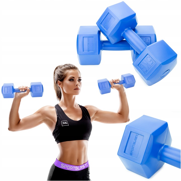 HANTLE 2x5kg hantelki CIĘŻARKI ZESTAW HANTLI BITUMICZNE do ćwiczeń 10kg