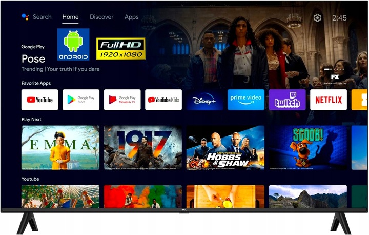 Telewizor LED TCL 40S5400 40" WiFi Smart Full HD Czarny+ Uchwyt Regulowany