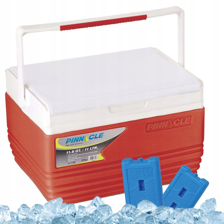 Pojemna lodówka na piknik Pinnacle TPX 6007 11L czerwona + 2 wkłady T1000