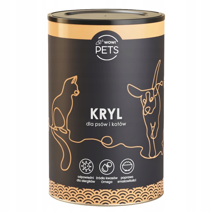 Suplement dla psa i kota Mączka z kryla witaminy 400 g żródło kwasów omega