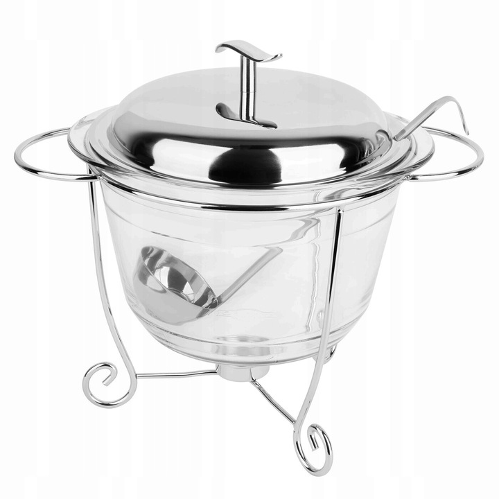 WAZA do ZUPY SOSÓW z PODGRZEWACZEM CHOCHLA Srebrna STALOWA Tadar 4 l