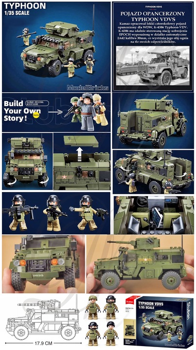 POJAZD WOJSKOWY 4386 TAJFUN klocki konstrukcyjne tir wojsko płytka figurki