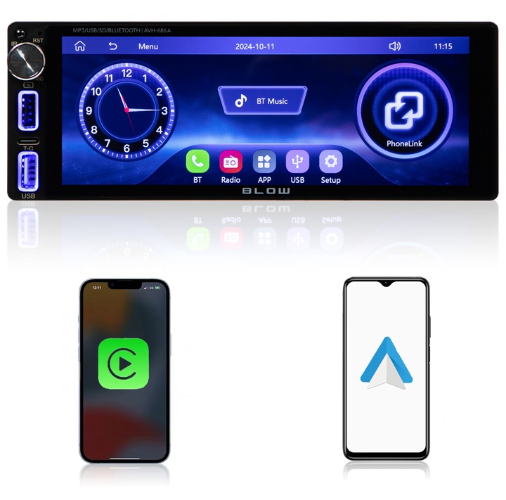 RADIO SAMOCHODOWE 1-DIN DOTYKOWE 7 CALI USB-C BLUETOOTH WIFI KAMERA COFANIA