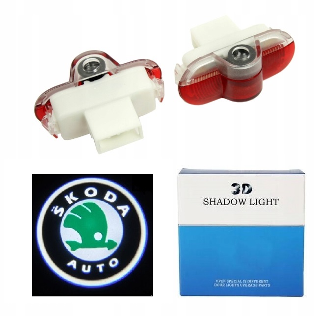2x LED LOGO PROJEKTOR HD 3D DRZWI SKODA OCTAVIA I II