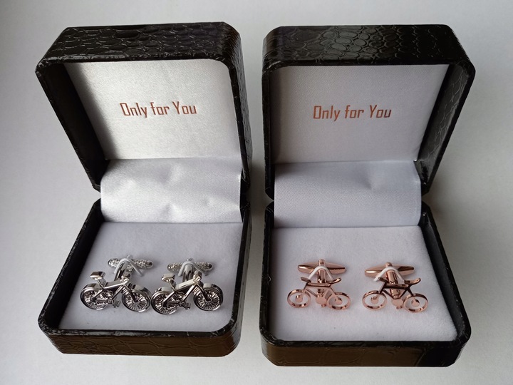 Spinki do mankietów EXC Złote Ślubne pozłacane masa perłowa w pięknym Etui