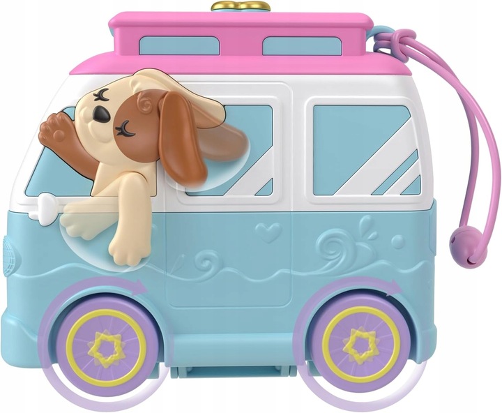 ZESTAW KOMPAKTOWY POLLY POCKET PLAŻOWY PIESEK MINIVAN plus LALKI I DODATKI