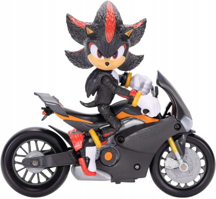 SONIC 3 THE HEDGEHOG FIGURKA SHADOW + CZARNY MOTOCYKL ZESTAW RUCHOME KOŁA