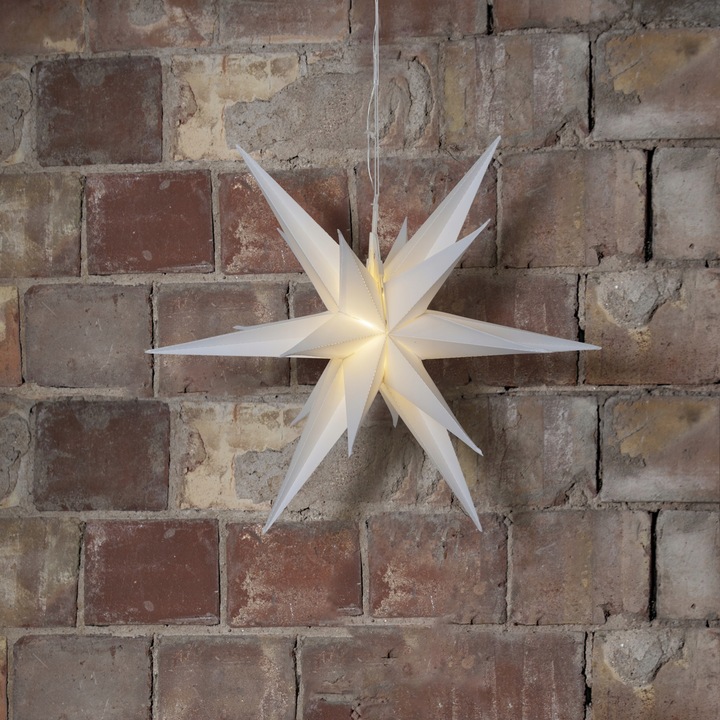 Gwiazda wisząca biała 3D Led ALICE 57 cm na baterie