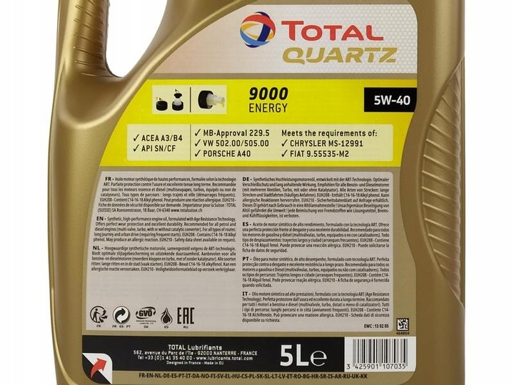 OLEJ TOTAL 5W-40 QUARTZ 9000 1L ENERGY