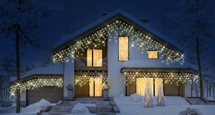 GIRLANDA SOPLE 200 LED 8M STAŁE BIAŁE CIEPŁE EFEKT FLASH FLESZ ZEWNĘTRZNE