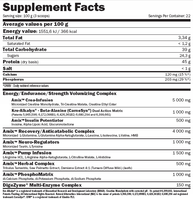 AMIX ANABOLIC MASSTER 2200g BULK GAINER Wanilia