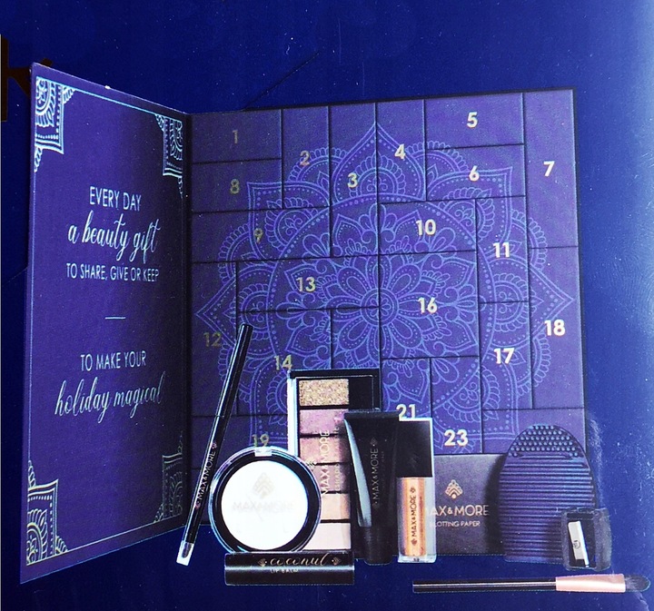 Kalendarz Adwentowy MAX & MORE 24 LUKSUSOWE kosmetyki do twarzy i ciała ONA