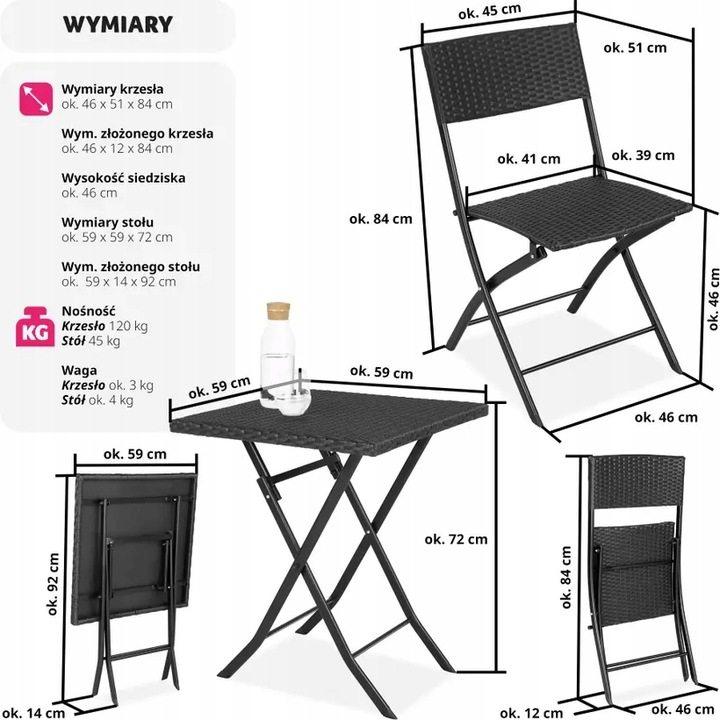 Meble ogrodowe balkonowe technorattan na balkon