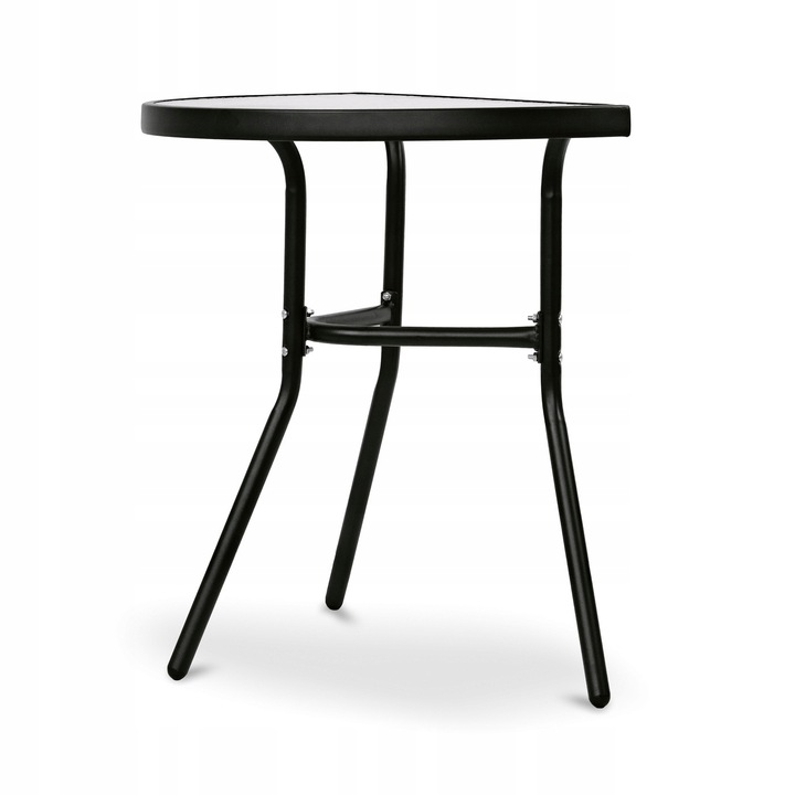 Stolik Metalowy Półokrągły ze Szklanym Blatem Hartowanym do Balkonu Taras