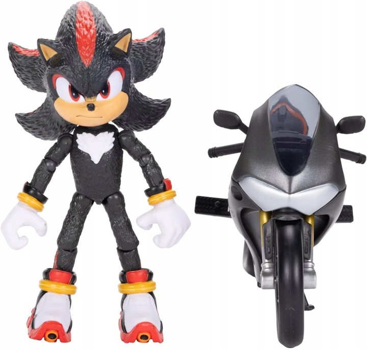 SONIC 3 THE HEDGEHOG FIGURKA SHADOW + CZARNY MOTOCYKL ZESTAW RUCHOME KOŁA