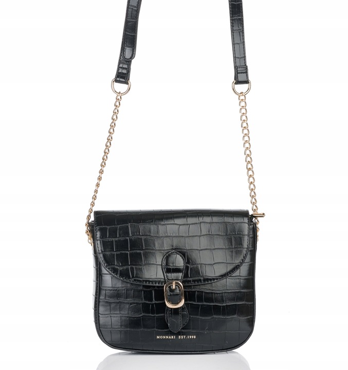 Monnari Torebka Kuferek Listonoszka Czarny Kroko Łódka Czarna PREMIUM