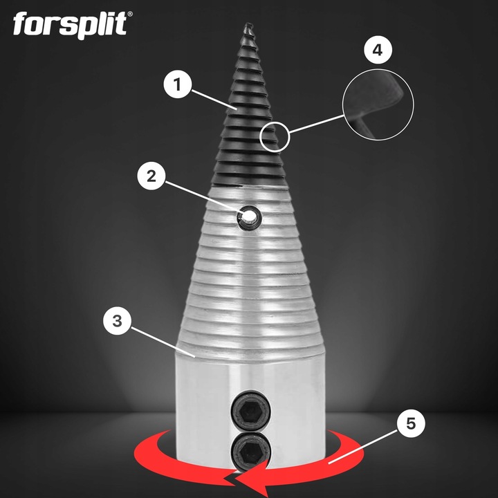 Świder do Drewna fi 100 mm otwór 35 mm / stożek / łuparka / rębak