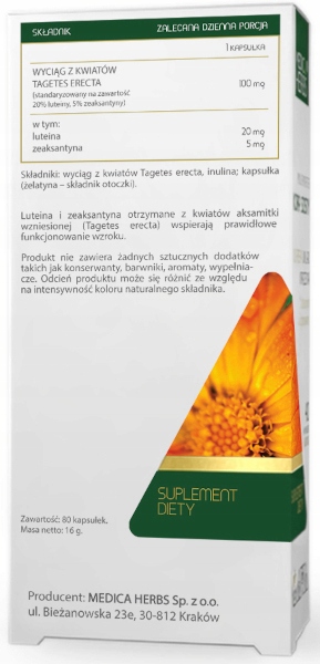 2x Medica Herbs LUTEINA ZEAKSANTYNA 80k Wzrok Ostrość Ochrona Komórek OCZU